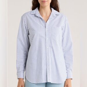 Frank & Eileen Joedy Boyfriend Cotton Button Up Shirt Blue White Size Small
